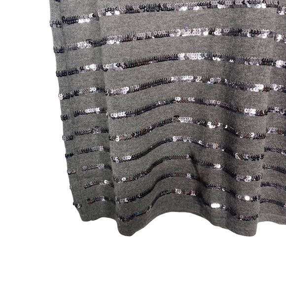 Etcetera S Gray Sequin Sleeveless Tunic Sweater Tank Scoop Neck Cotton Cashmere - Picture 5 of 7